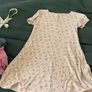 Art Class Pink and Gold Casual Dress with Ruffled Details